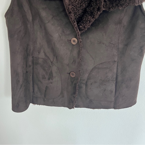 Talbots Faux Fur Brown Vest Size 16P - Picture 3 of 7